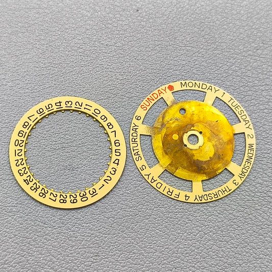 Generic Golden Date Disk+Week Disk Wheel for ETA 2834 2836 2846 Movement