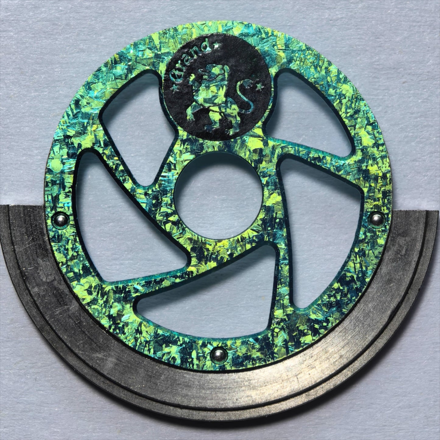 Green titanium rotor with natural ice crystal veins for NH35 NH36 movements, enhancing watch durability.