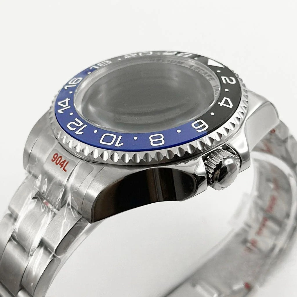 44mm Black Blue GMT Ceramic Bezel Watch Case for Deep SEA for NH34 NH35 NH36