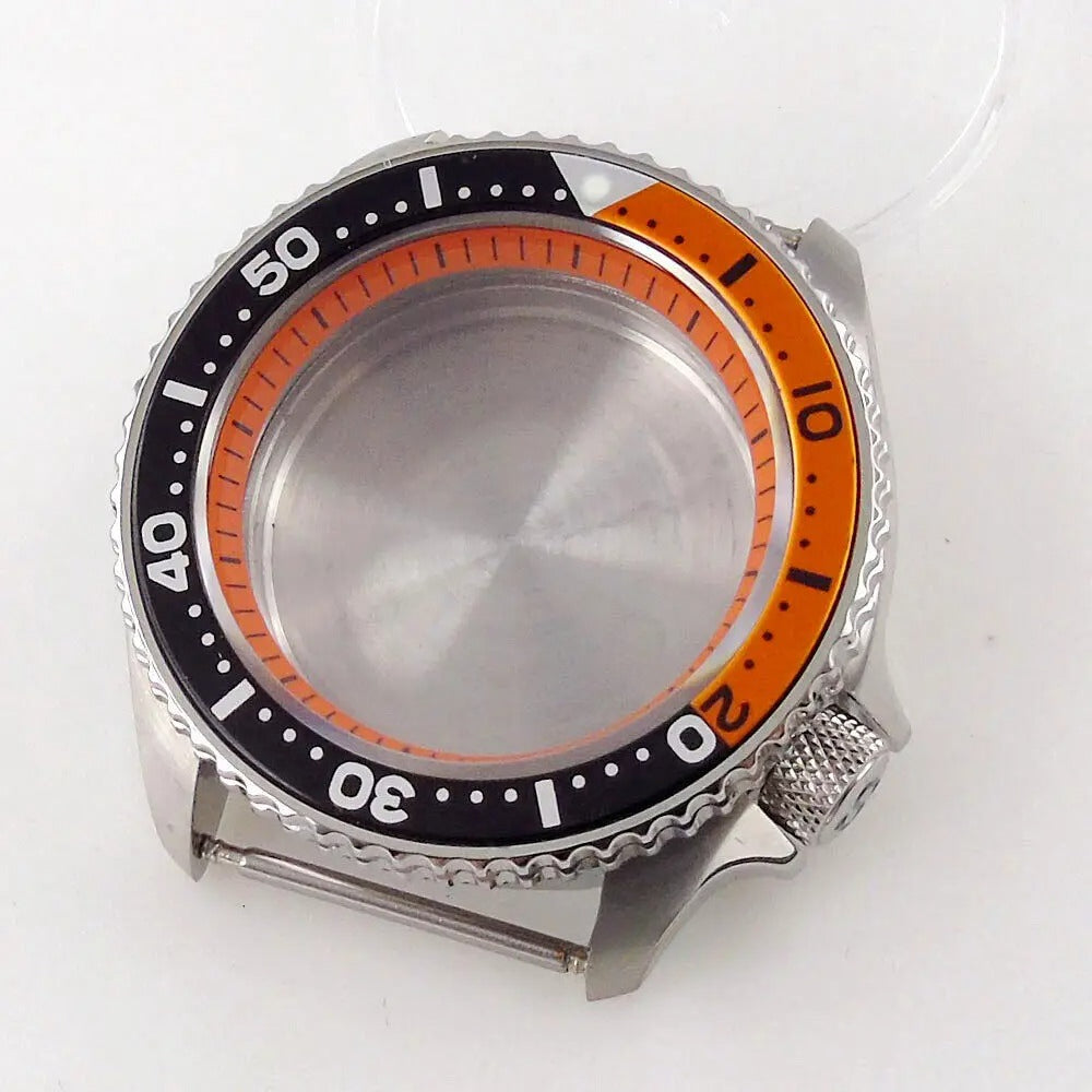 42mm Orange Chapter Ring Watch Case Sapphire Glass fit  NH35 NH36 NH34 SKX007