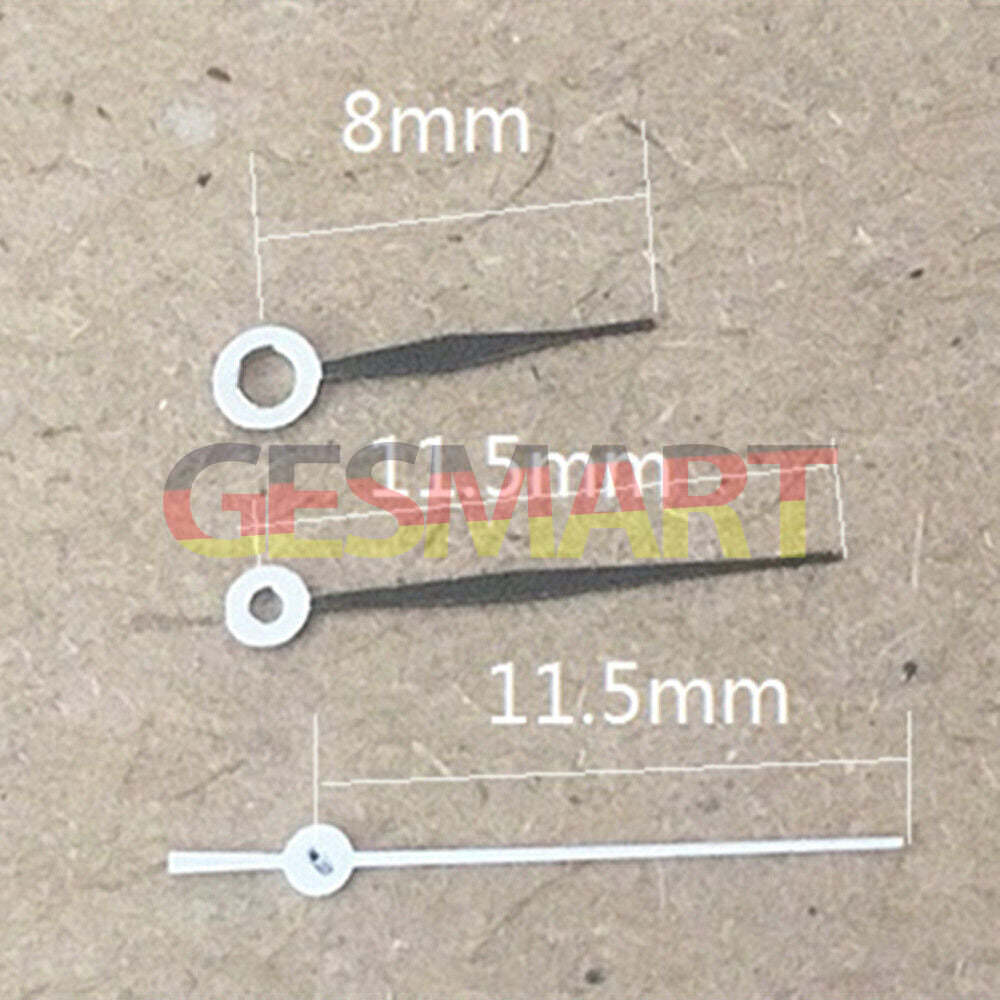 Arrow-shaped black watch hands, 11.5mm, for Miyota 1M12 Japan quartz movement, precise accessory.