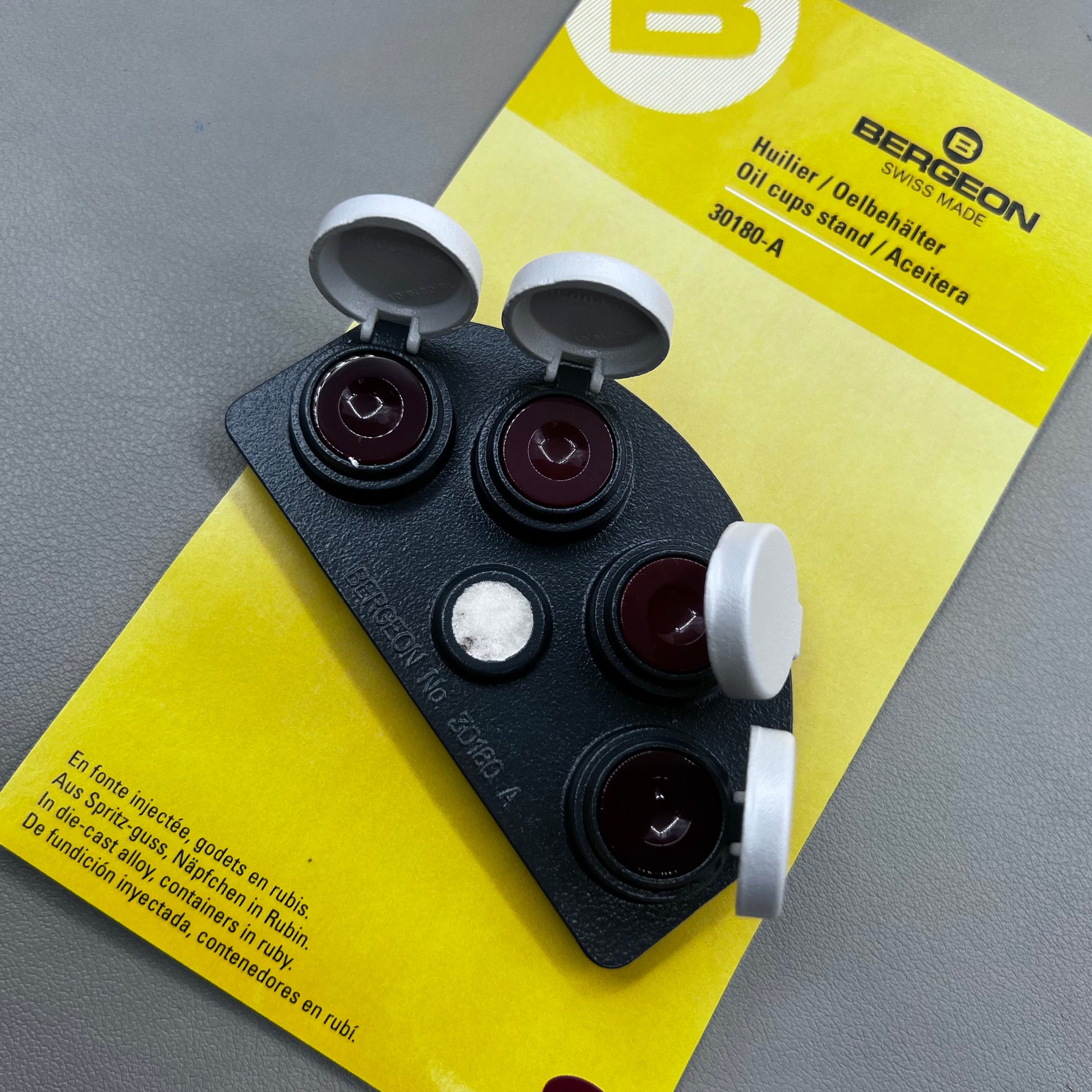Swiss Bergeon 30180-A die-cast watch oil dip oiler stand for precise lubrication of watch parts