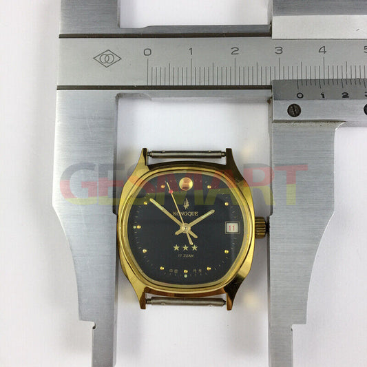 Dandong 34mm Peacock manual mechanical watch with black dial, 17 jewels, and single calendar display.