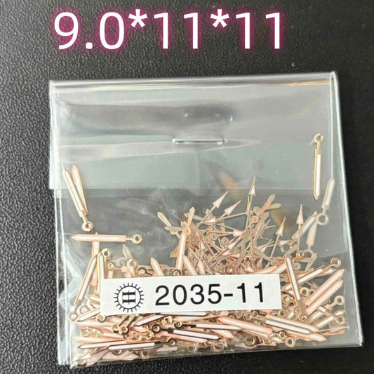 Lot de 100 aiguilles de montre luminescentes vertes avec garniture dorée rose de 11 mm pour Miyota 2035 2115 PC21 