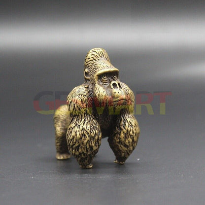 Vintage handmade solid copper Gorilla trinket, detailed hand-carved bronze collectible figurine.