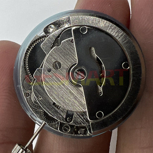 DG2813 automatic mechanical watch movement with silver finish, three hands, and single calendar display.