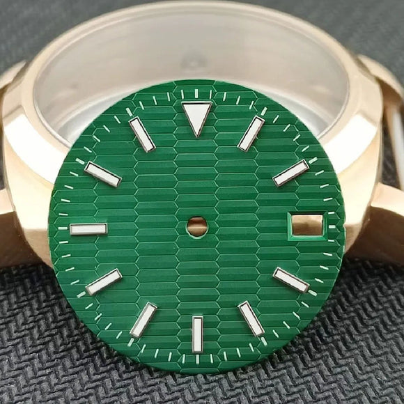 Modified 28.5mm Green Lume Silver Nail Green Datejust Watch Dial for NH35 NH36