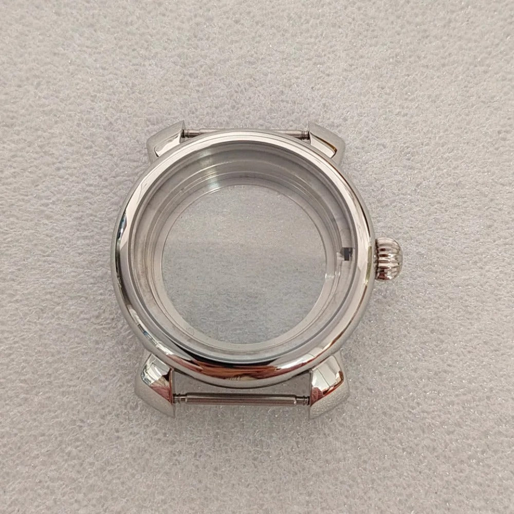 40MM Stainless Steel Silver Watch Case with Mineral Glass for NH35 NH36 Movement