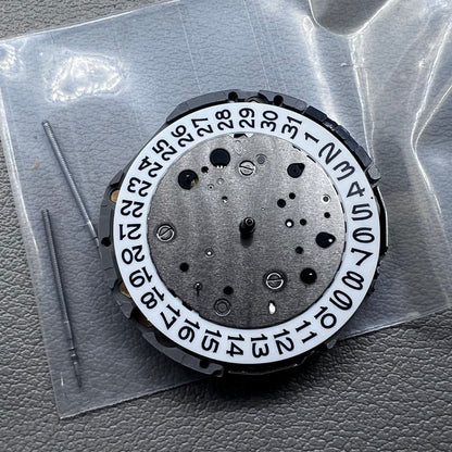 Japan Miyota JS26 watch quartz movement with date at 3 o'clock and small seconds at 6 and 9 markers