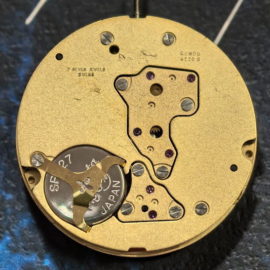 Swiss Made Ronda 4220B quartz movement with 6 hands and date at 6 for watch repair.