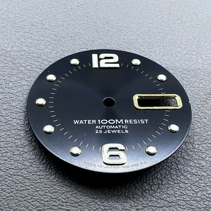 Black green luminous diving dial for NH36 watch movement, 28.5mm, enhanced visibility.