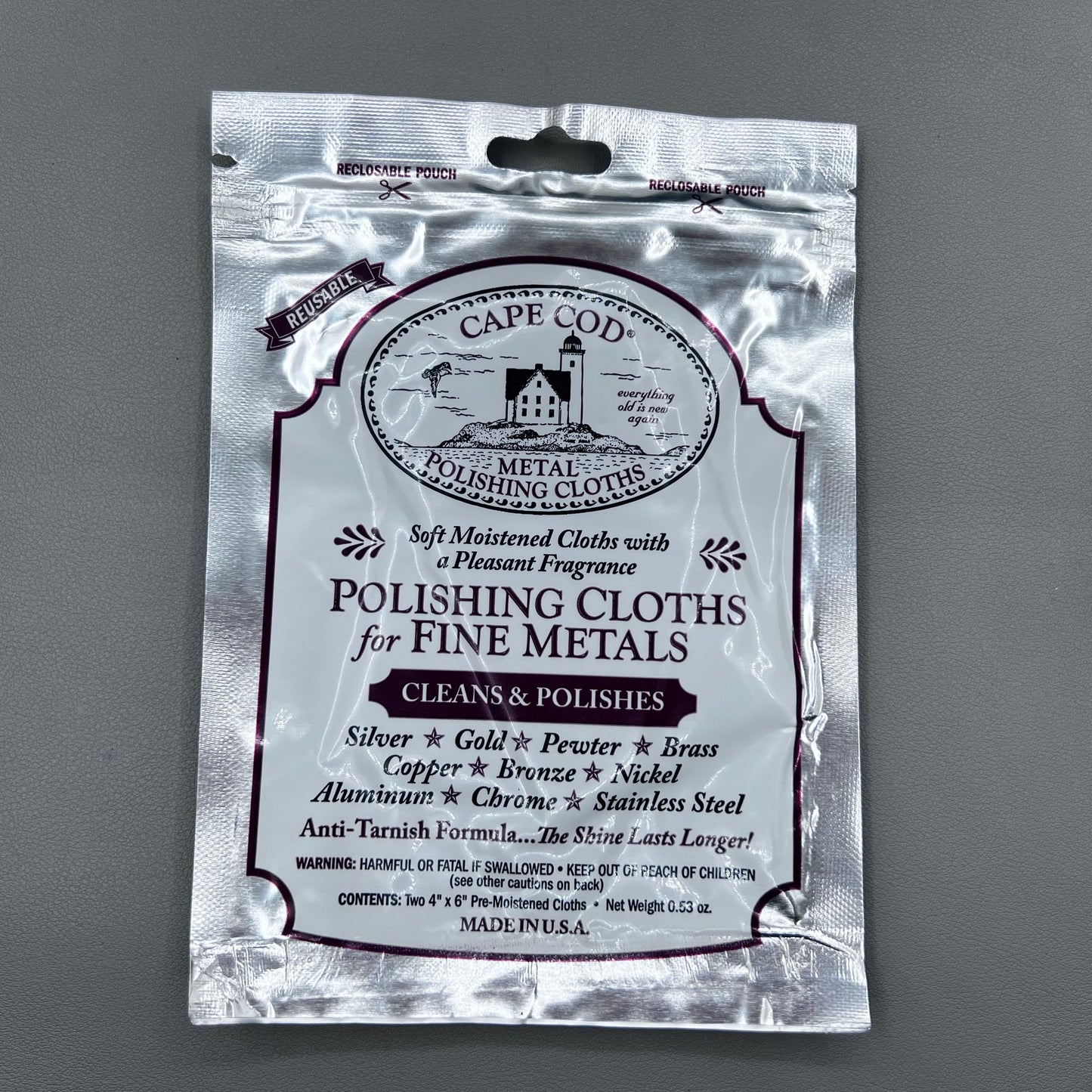 Cape Cod Fine Metal Polishing Cloths Polishes Cleans Jewellery Watches