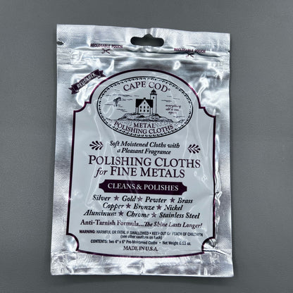 Cape Cod Fine Metal Polishing Cloths Polishes Cleans Jewellery Watches