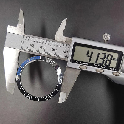 Sloping 41.5x32.8mm ceramic bezel GMT diving watch insert, durable replacement for men's watches.