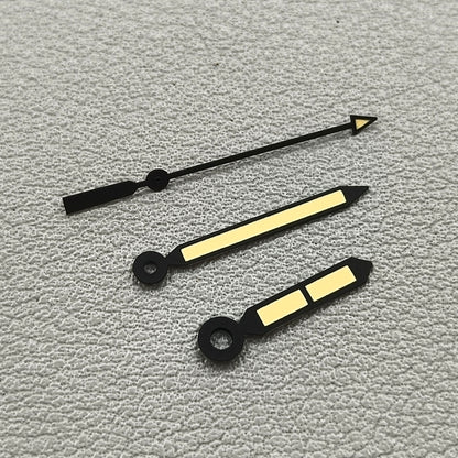 2 Sets Black Yellow Painted Arrow Shape Watch Hands Green Lume for NH35 NH36
