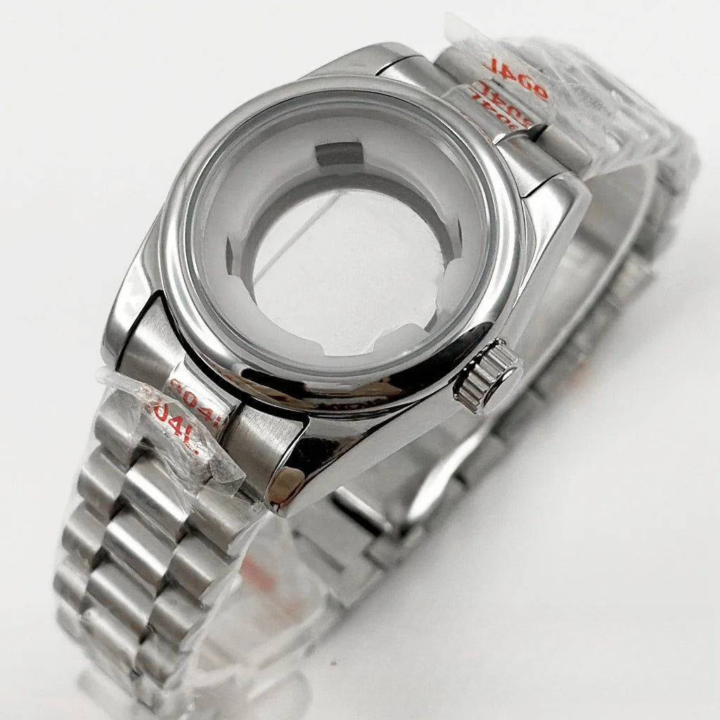 31MM Round Bezel Sapphire Glass Presidential bracelet Watch Case for NH05 NH06