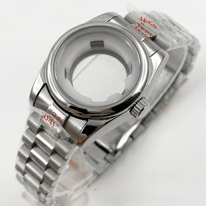 31MM Round Bezel Sapphire Glass Presidential bracelet Watch Case for NH05 NH06
