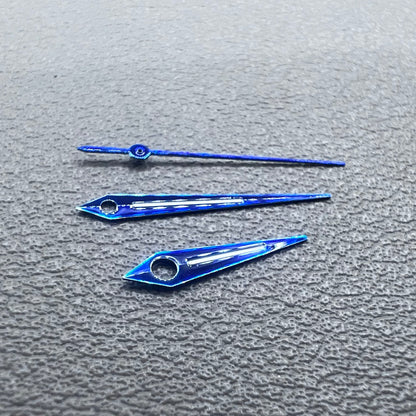 Blue Arrow shaped lume watch hands set compatible with NH34 NH35 NH36 movements.