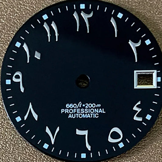 Black Arabic No Lume 28.5mm Watch Dial Fit For NH35 NH36 Mechanical Movement