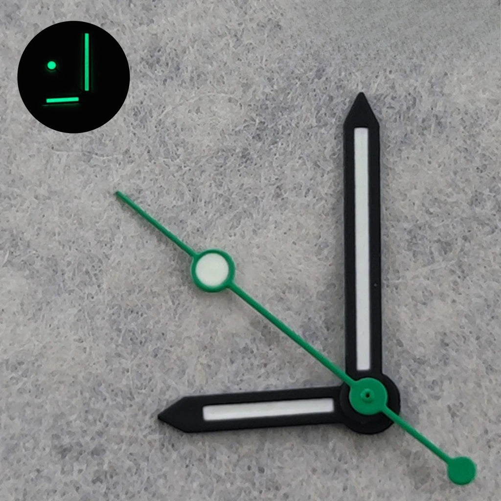 Silver/Black For NH34 NH35 NH36 NH38 7S26 4R35 4R36 Green Luminous Watches Hands