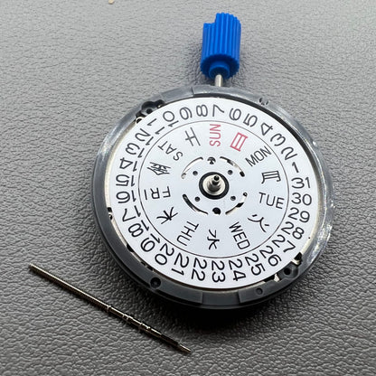Japan NH36 automatic watch movement showing date dial and crown at 3 o?clock position