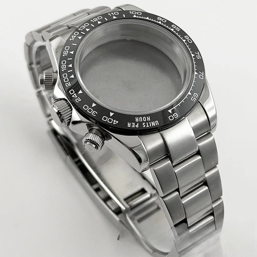 Daytona 40mm Sapphire Glass Watch Case Ceramic Bezel Men's for VK63 VK63A VK64