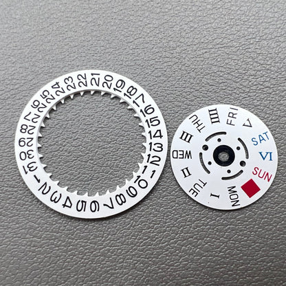 White date display with Roman and English weekday wheel for NH36 movement, crown at 3 o'clock.