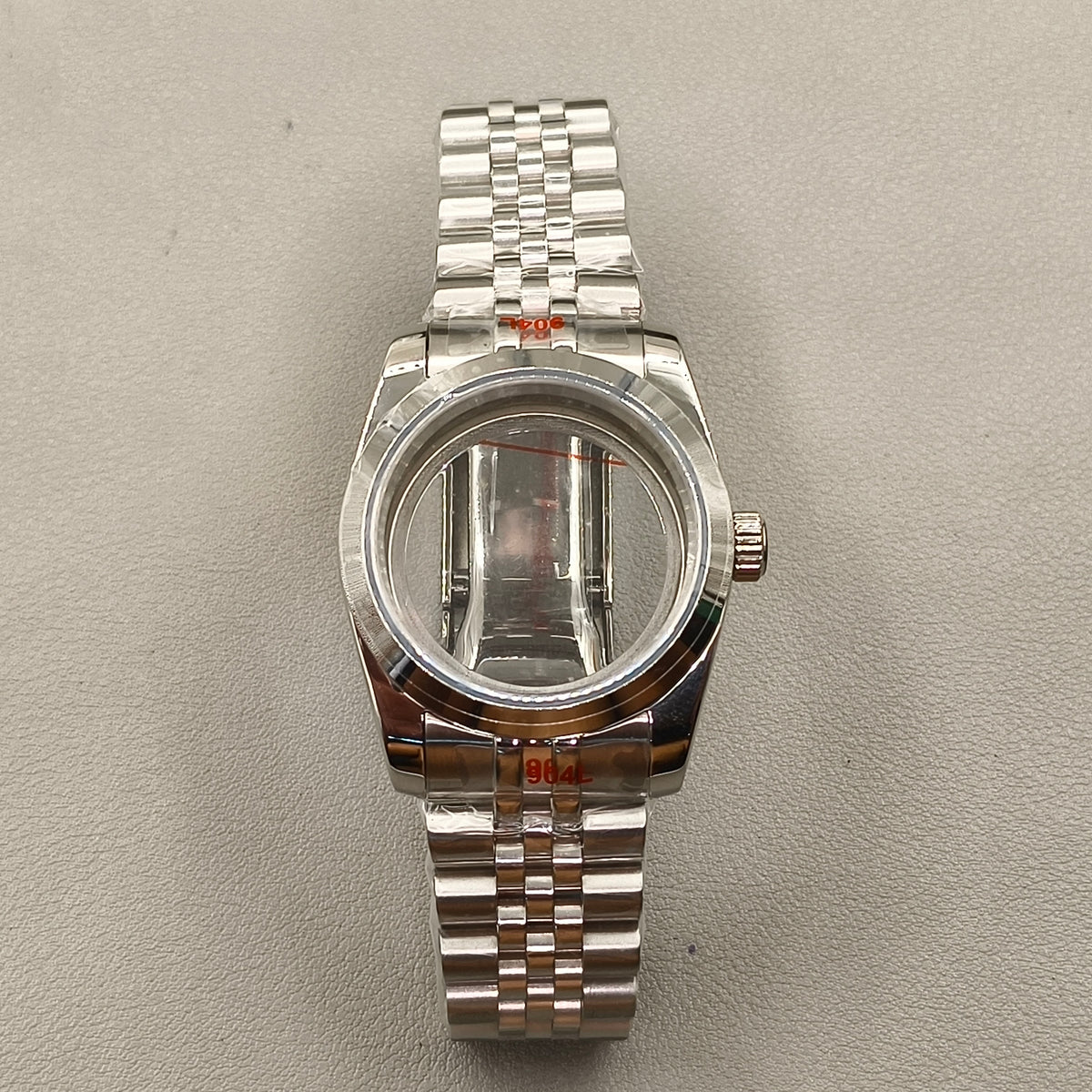 36mm Silver Watch Case Bevel Edge Bezel Sapphire Glass For NH35 NH36 NH38