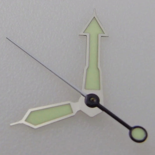 C3 Super Lume green watch hands with silver trim, compatible with NH35 NH36 NH38 NH70 NH72 movements,.