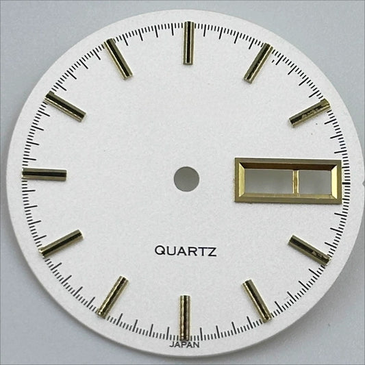 White 28.5mm No Lume Datejust dial with golden nail markers, compatible with 2305 movement.