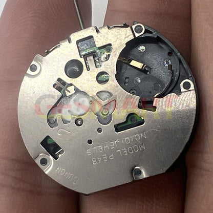 Quartz watch movement Sunon PE48 with small second at 9 o'clock, precise and reliable performance.