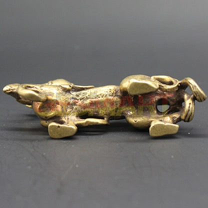 Hand-carved solid copper dragon figurine with vintage bronze finish, collectible decor.