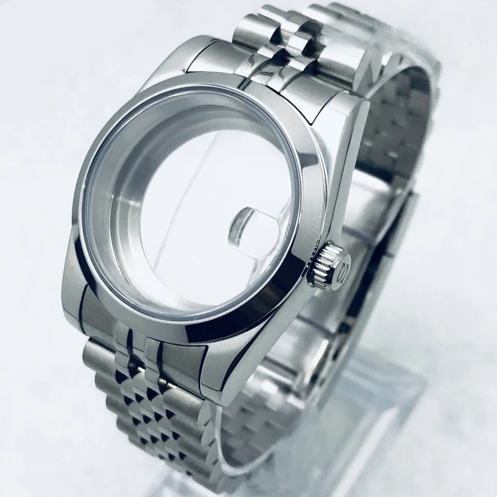 36/40mm Watch Case with Stainless Steel Sapphire Crystal for NH34 NH36 S Crown