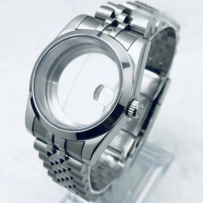 36/40mm Watch Case with Stainless Steel Sapphire Crystal for NH34 NH36 S Crown