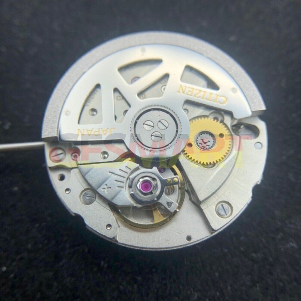 Miyota Citizen 9010 Japan automatic watch movement with slim profile and date window at 3 o?clock.