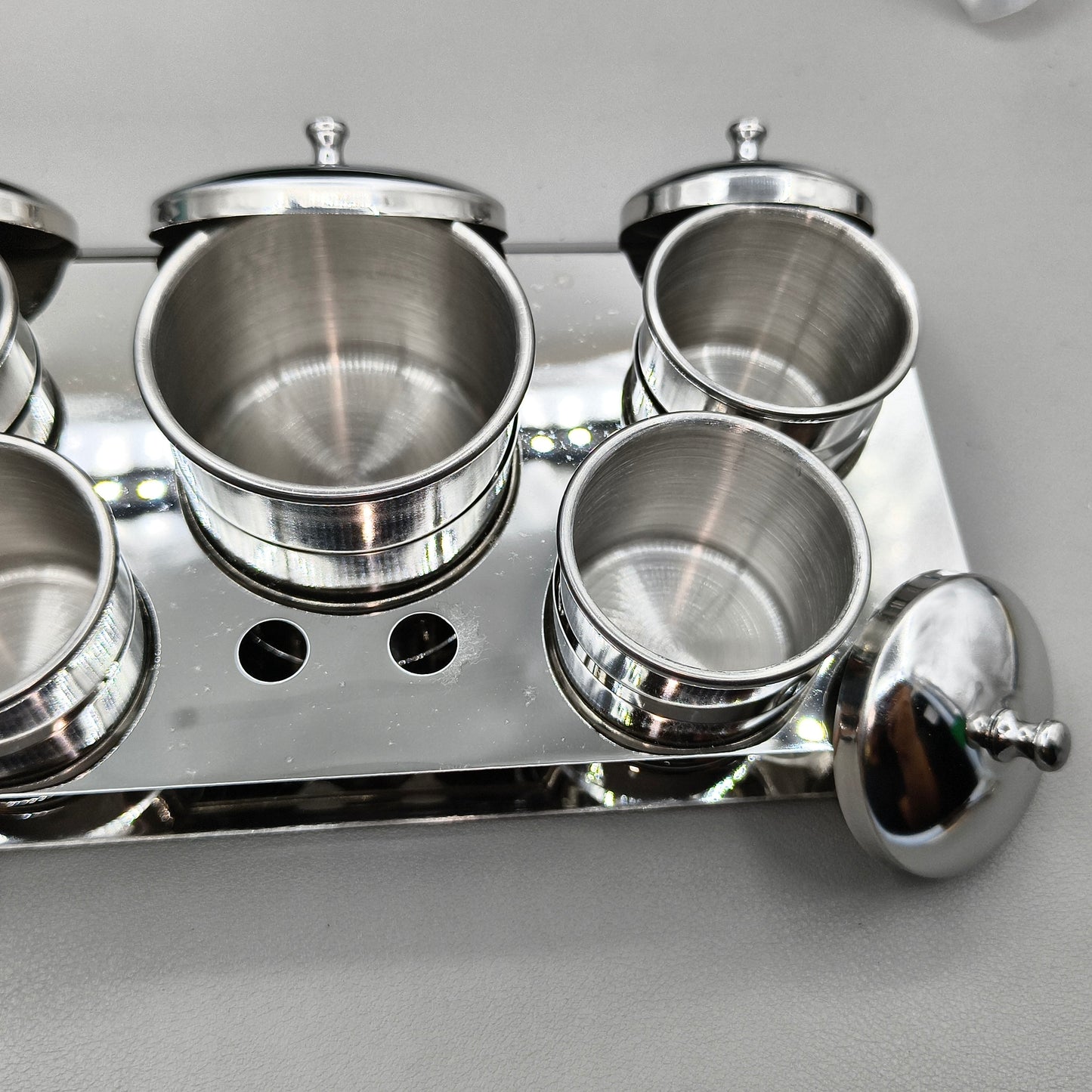 5 Cups Stainless Steel Watchmakers Watch Oil Benzine Cup with Anti-Leak Cover