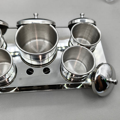 5 Cups Stainless Steel Watchmakers Watch Oil Benzine Cup with Anti-Leak Cover