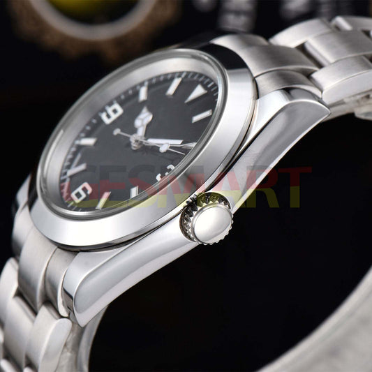 316L stainless steel 40mm men's diving wristwatch, black dial, sapphire glass, silver hands, waterproof design