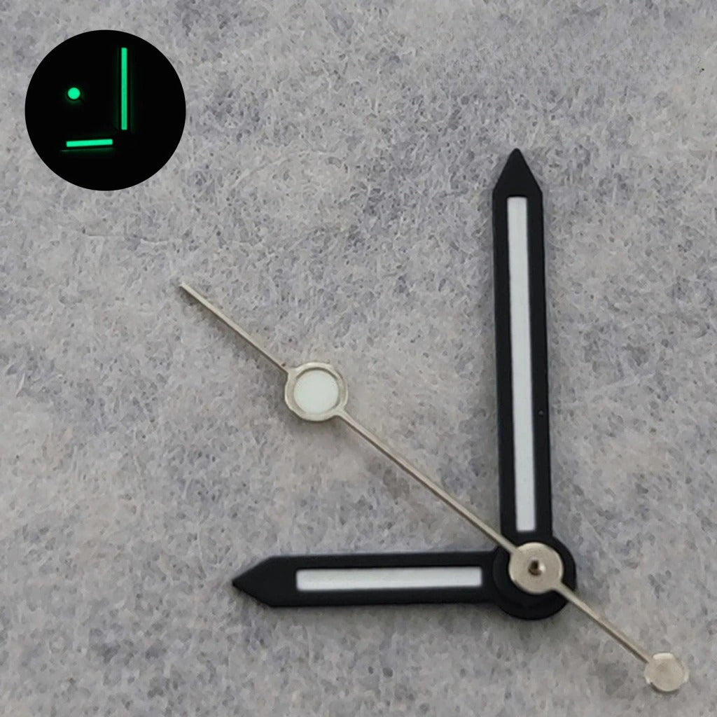 Silver/Black  Watch Hands For NH34 NH35 NH36 NH38 7S26 4R35 4R36 Green Luminous