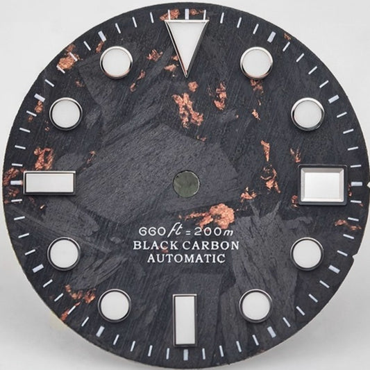 Silver Nail Rose Golden and Black 28.5mm Carbon Fiber Dial for NH34/35 watches, stylish accessory.