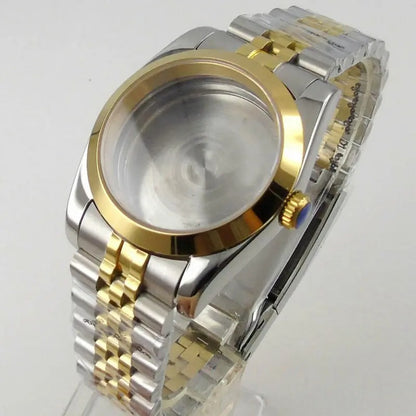Polish 36/39MM Sapphire Glass Two Tone Watch Case Fit NH35 NH36 NH38 2824