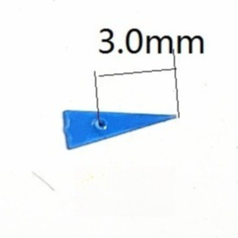 Set of 3 blue triangle small seconds hands for Miyota 2035 movement, enhancing multifunctional watch accuracy.