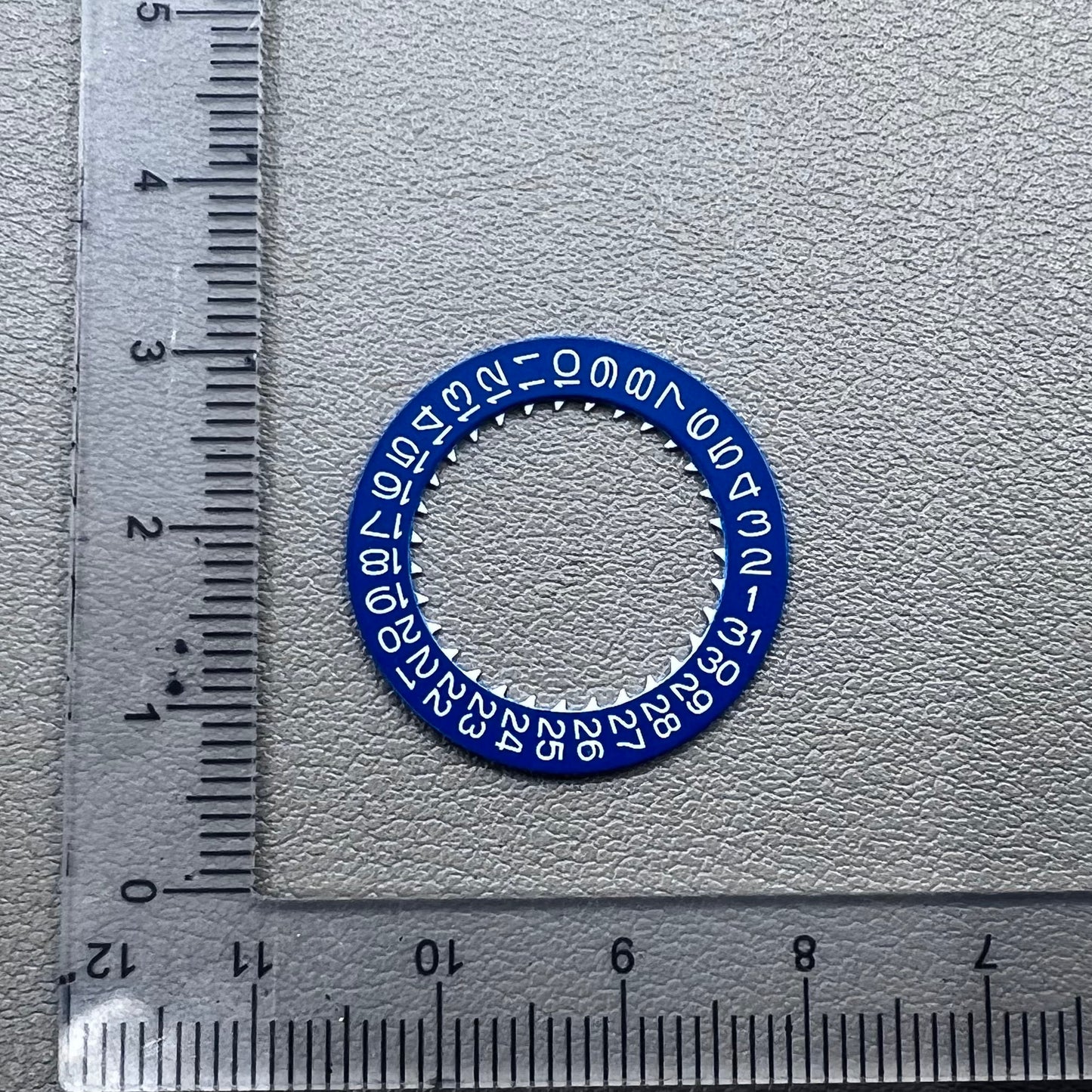 White font blue date disk wheel for NH36 NH35 watch movement, date at 3 o'clock, Crown@3.8 accessory.