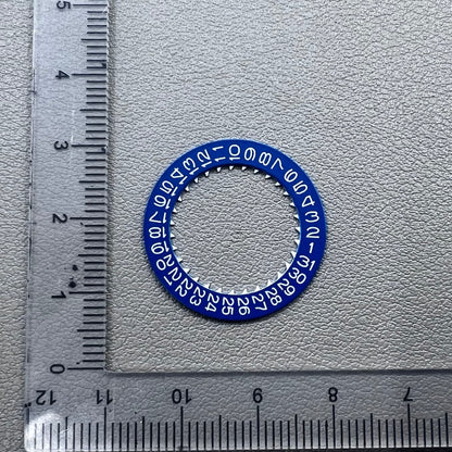 White font blue date disk wheel for NH36 NH35 watch movement, date at 3 o'clock, Crown@3.8 accessory.