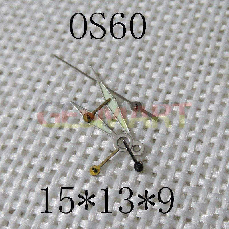 Silver trim green lume watch hands for Miyota OS60 movement, enhancing visibility and style