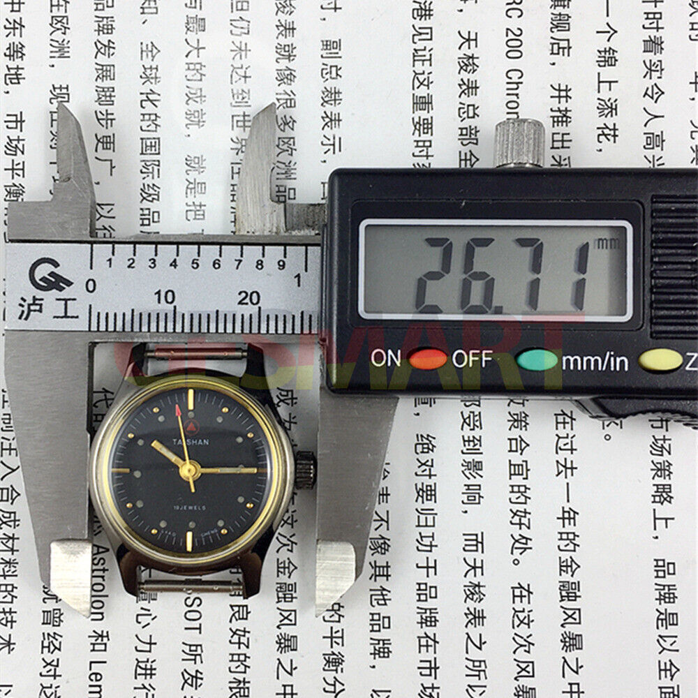 TAISHAN 26mm black manual mechanical lady watch with 3-hand display and 19 jewels, elegant design.