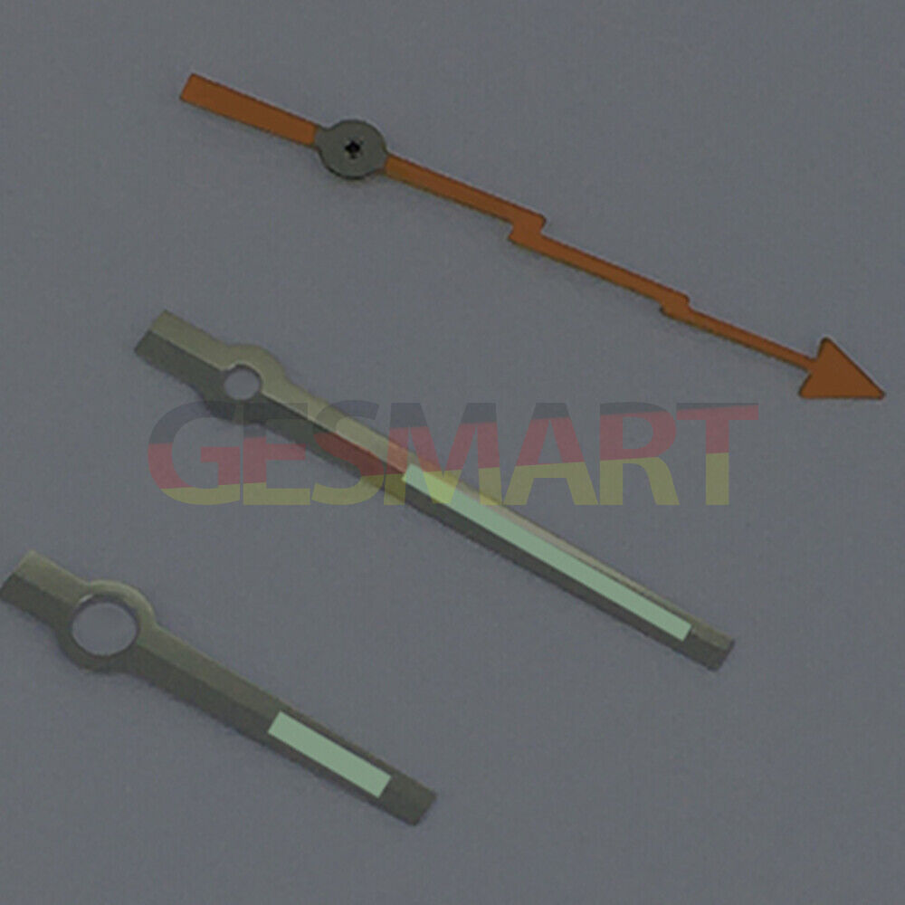 Lightning-shaped second hand with silver trim and green lume for ETA2834/2836/2824, perfect for watch repair.