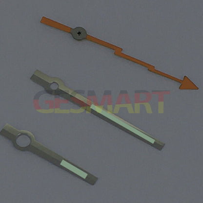 Lightning-shaped second hand with silver trim and green lume for ETA2834/2836/2824, perfect for watch repair.