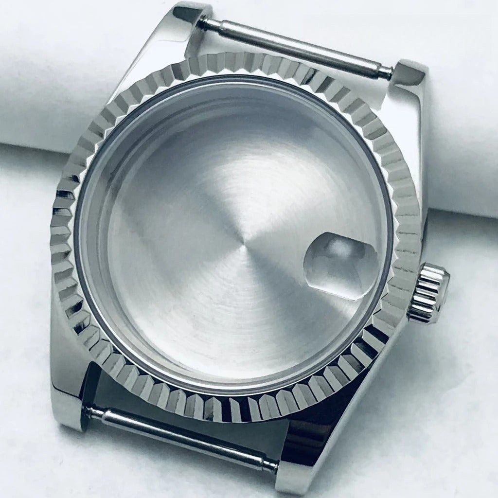 36mm/40mm Fluted Bezel Case Sapphire Glass For Mod  Steel Case Fit Nh35 Nh36