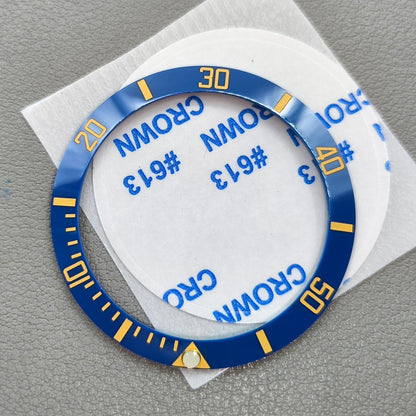 38mm Blue GMT Golden Font Ceramic Watch Bezel for 40mm Watch Case